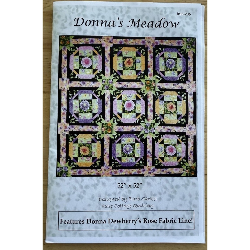 Donna's Meadow 52x52" Wall Lap‎ Crib Throw Quilt Pattern